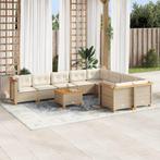 vidaXL 10-delige Loungeset met kussens poly rattan beige, Tuin en Terras, Tuinsets en Loungesets, Verzenden, Nieuw, Rotan, Loungeset