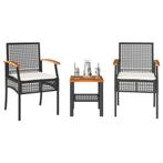 vidaXL 3-delige Bistroset met kussens poly rattan en, Verzenden, Nieuw, Rotan, 2 zitplaatsen