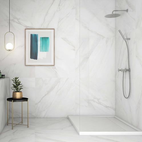 Vloertegels Geotiles Unique Blanc Glossy 90x90cm (prijs per, Doe-het-zelf en Verbouw, Sanitair, Ophalen of Verzenden