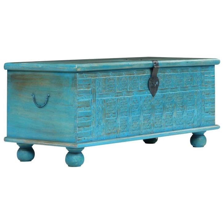 Opbergkist Mangohout Blauw | Retourdeal | 60% Korting, Tuin en Terras, Bergingen en Tuinkasten, Nieuw, Hout, Overige typen, Ophalen of Verzenden