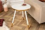 Retro bijzettafel PARIS 45cm witgoud kristalglas marmeren, Ophalen of Verzenden, Nieuw