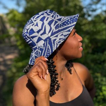 Bucket hat / Vissershoedje met Afrikaanse print - Blauw Ndop beschikbaar voor biedingen
