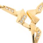 Gouden cardano schakel ketting met vaste hanger en diaman..., Goud, Met edelsteen, Gebruikt, Ophalen of Verzenden
