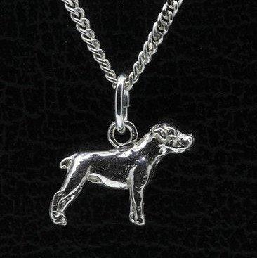 Zilveren Amerikaanse bulldog ongecoupeerd ketting hanger ..., Sieraden, Tassen en Uiterlijk, Kettinghangers, Verzenden