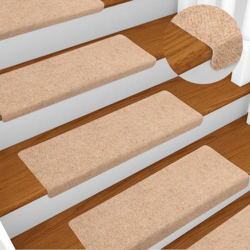 vidaXL Trapmatten 15 st 65x21x4 cm naaldvilt crèmekleurig, Doe-het-zelf en Verbouw, Ladders en Trappen, Nieuw, Verzenden
