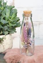 Glas vaas Fles Glas voor schelpen of bloemen Ø7 h.21 cm excl, Ophalen of Verzenden, Nieuw