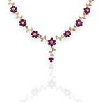 Halsketting - 18 karaat Geel goud - 6.05ct. tw. Robijn -, Nieuw