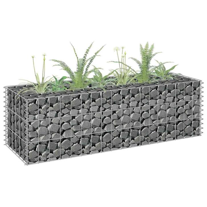 vidaXL Gabion plantenbak verhoogd 90x30x30 cm gegalvaniseerd, Tuin en Terras, Bloembakken en Plantenbakken, 60 tot 100 cm, Nieuw