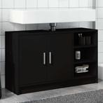 vidaXL Wastafelkast 90x29x55 cm bewerkt hout zwart, Verzenden, Nieuw, Minder dan 100 cm