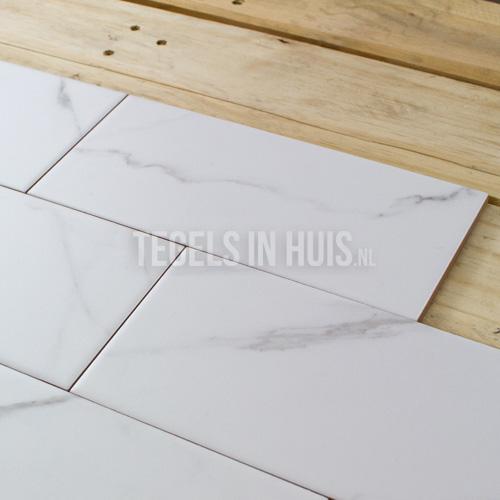 Wandtegel 10x20cm vlak marmer carrara bianco mat wandtegel, Doe-het-zelf en Verbouw, Tegels, Wandtegels, Nieuw, 10 m² of meer