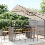 vidaXL 9-delige Tuinbarset poly rattan en massief acaciahout, Tuin en Terras, Verzenden, Nieuw, Rotan, 8 zitplaatsen