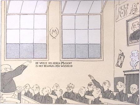 Mussert en de NSB in het onderwijs op spotprent (Lithos), Antiek en Kunst, Kunst | Litho's en Zeefdrukken, Verzenden