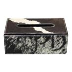 tissuebox koehuid zwart/wit 25x14x9cm, Verzenden, Nieuw