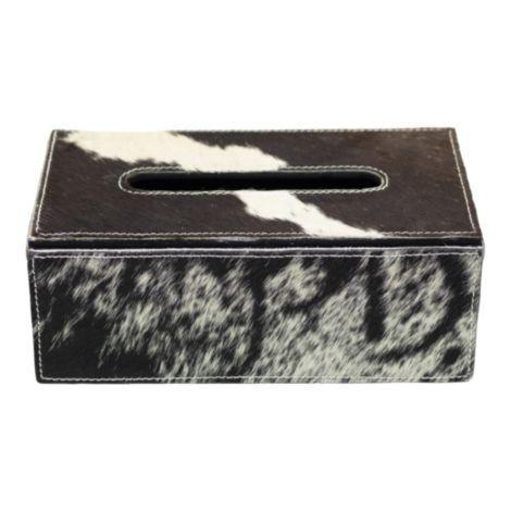 tissuebox koehuid zwart/wit 25x14x9cm, Huis en Inrichting, Woonaccessoires | Overige, Verzenden