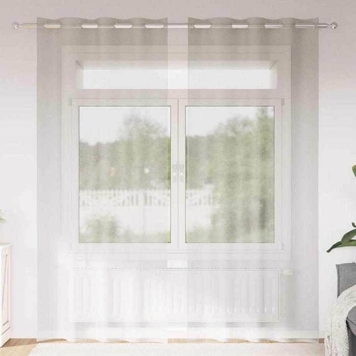vidaXL Voile Gordijn met gordijnen 2 pcs Crème 140x260cm, Huis en Inrichting, Stoffering | Gordijnen en Lamellen, Crème, Nieuw