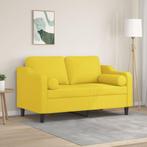 vidaXL Tweezitsbank met sierkussens 120 cm stof lichtgeel, Huis en Inrichting, Verzenden, Minder dan 150 cm, Stof, Nieuw