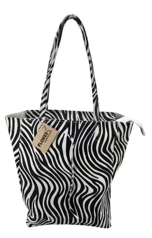 Zebra Zwart Wit Vera Pelle wild leren shopper, Sieraden, Tassen en Uiterlijk, Tassen | Schoudertassen, Nieuw, Verzenden