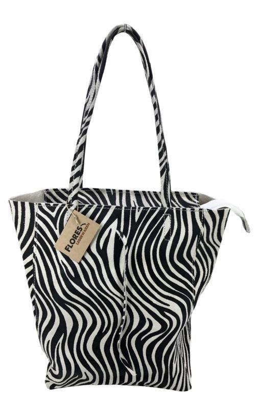 Zebra Zwart Wit Vera Pelle wild leren shopper, Sieraden, Tassen en Uiterlijk, Tassen | Schoudertassen, Nieuw, Verzenden
