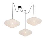 Japandi hanglamp wit 50cm 3-lichts - Plu, Verzenden, Nieuw, Stof, Japandi