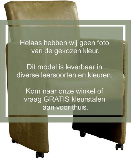 Zwarte leren moderne eetkamerfauteuil - Rancho Leer Nero (zw, Huis en Inrichting, Stoelen, Eén, Overige kleuren, Nieuw, Leer, Ophalen of Verzenden