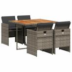 Tuinset 5-delig grijs, incl. kussens | retourdeal | 41% k..., Tuin en Terras, Tuinsets en Loungesets, 4 zitplaatsen, Rotan, Nieuw