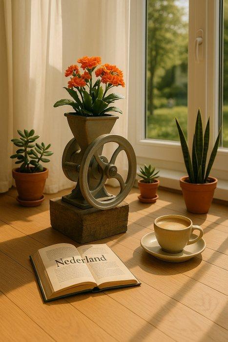 Koffiemolen - Industriële boerderijstijl decor - Gietijzer -, Antiek en Kunst, Antiek | Wandborden en Tegels