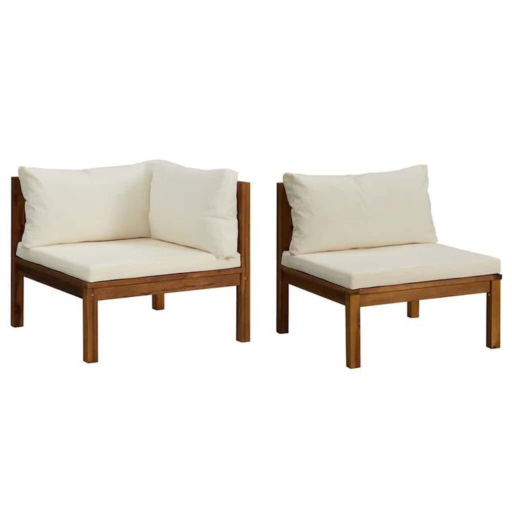 Acaciahout Loungeset Creme | Tweedekansje | Duurzaam, Tuin en Terras, Tuinsets en Loungesets, Bank, Nieuw, Hardhout, Loungeset