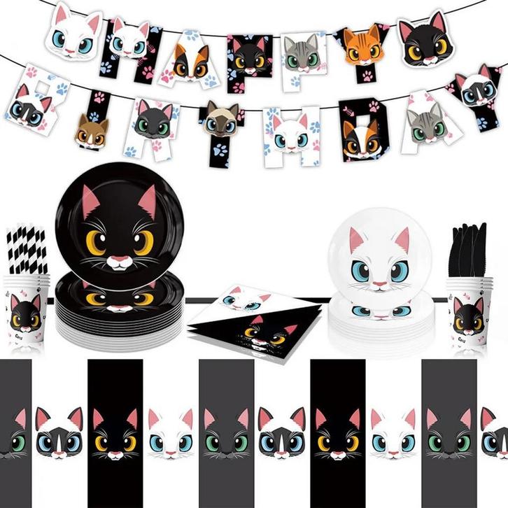 82-delige set Cats Black and White, Dieren en Toebehoren, Katten-accessoires, Nieuw, Verzenden