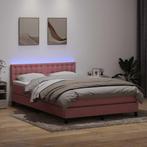 vidaXL Boxspring met matras en LED fluweel roze 160x210 cm, Verzenden, Nieuw, Stof
