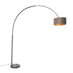 Booglamp zwart velours kap taupe met goud 50 cm - XXL, Huis en Inrichting, Lampen | Vloerlampen, Nieuw, Overige materialen, Modern