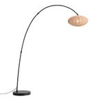 Japandi booglamp zwart met bruine kap - Bida, Huis en Inrichting, Lampen | Vloerlampen, Nieuw, Overige materialen, Japandi, 150 tot 200 cm