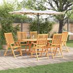 vidaXL Tuin Eetset 7 pcs Bruin Massief acaciahout, Tuin en Terras, Tuinsets en Loungesets, Verzenden, Nieuw