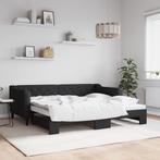 vidaXL Slaapbank met onderschuifbed 90x190 cm stof zwart, 90 cm, Eenpersoons, Verzenden, Zwart
