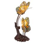 Tiffany dubbele vlinderlamp – Amber, Groen &amp; Wit Glas – L, Verzenden, Nieuw