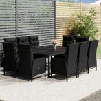 vidaXL 11-delige Tuinset poly rattan zwart, Tuin en Terras, Tuinsets en Loungesets, Verzenden, Nieuw, Rotan, Tuinset