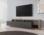 TV Meubel - Grijs met Eiken - 219x45x52cm - TV kast met lade, Huis en Inrichting, Kasten | Televisiemeubels, Nieuw, Overige materialen