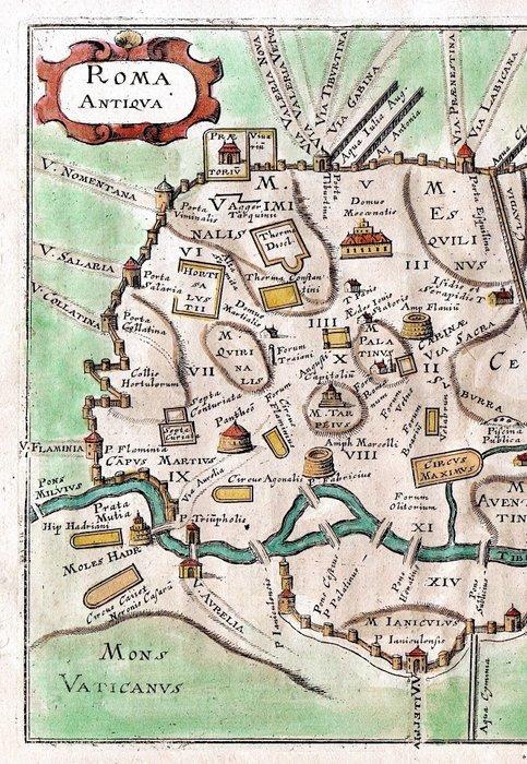 Italië - Rome; P. Briet - Rome Antiqua (RARE MAP) - 1649, Boeken, Atlassen en Landkaarten