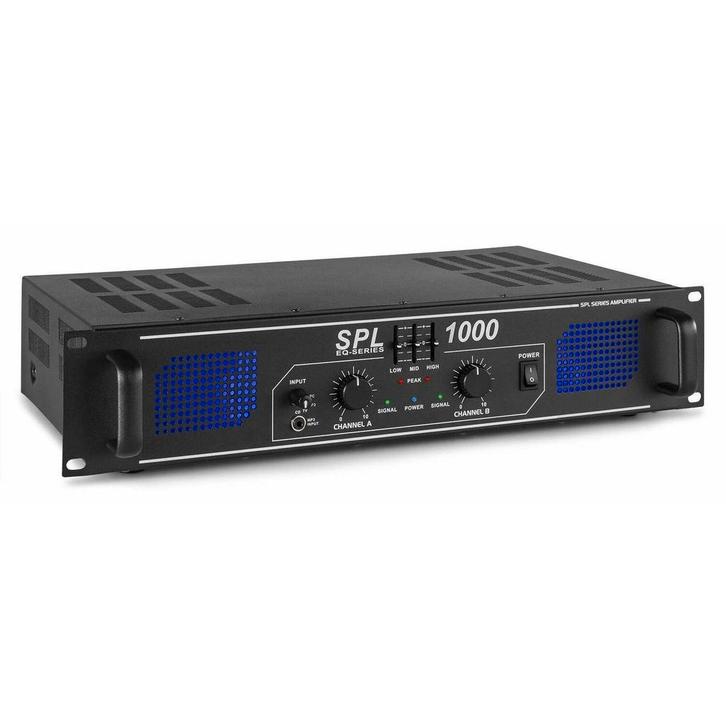 Retourdeal - SkyTec 2 x 500W DJ PA versterker SPL1000 met EQ, Audio, Tv en Foto, Versterkers en Receivers, Zo goed als nieuw, Verzenden