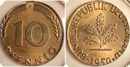 Duitsland 10 Pfennig 1950f auf 5 Pfennig Rohling gepraegt..., Postzegels en Munten, Munten | Europa | Niet-Euromunten, Verzenden