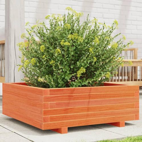vidaXL Plantenbak 70x70x26,5 cm massief grenenhout wasbruin, Tuin en Terras, Bloembakken en Plantenbakken, Nieuw, Hout, Verzenden