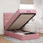 vidaXL Ottoman bed met matrassen 90x200cm fluweel roze, 90 cm, Eenpersoons, Verzenden, Nieuw