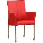 Leren eetkamerstoel Comfort met wieltjes en armleuning -, Nieuw, Leer, Ophalen of Verzenden, Eén