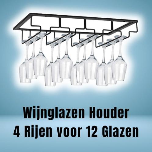 Wijnglazenhouder - Zwart 4 Rijen 12 glazen, Huis en Inrichting, Woonaccessoires | Wijnrekken, Nieuw, Verzenden