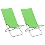 vidaXL Strandstoelen 2 st inklapbaar stof groen, Verzenden, Nieuw