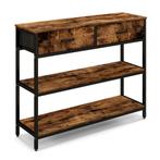 100 cm Consoletafel met 2 Stoffen Laden 3 Niveaus Bijzettafe