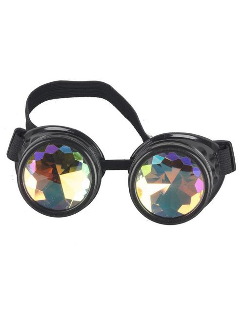Goggles Steampunk Bril Zwart Montuur Caleidoscoop Glazen Zwa, Kleding | Heren, Carnavalskleding en Feestkleding, Nieuw, Overige maten