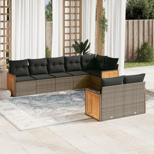 vidaXL 8-delige Loungeset met kussens poly rattan grijs, Tuin en Terras, Tuinsets en Loungesets, Loungeset, Nieuw, Rotan, Verzenden