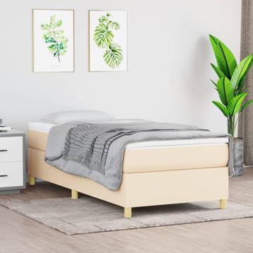 vidaXL Boxspring bed 90x200 cm stof crèmekleurig beschikbaar voor biedingen