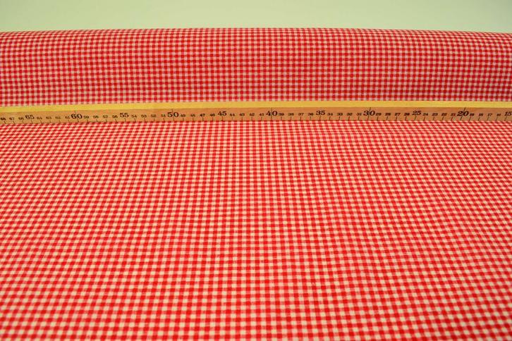 Boerenbont Ruitjes 0.3 CM Rood, Hobby en Vrije tijd, Stoffen en Lappen