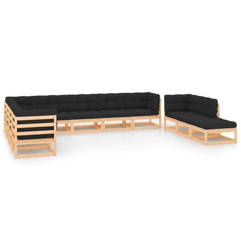 vidaXL 11-delige Loungeset met antracietkleurige kussens, Tuin en Terras, Tuinsets en Loungesets, Loungeset, Nieuw, Verzenden